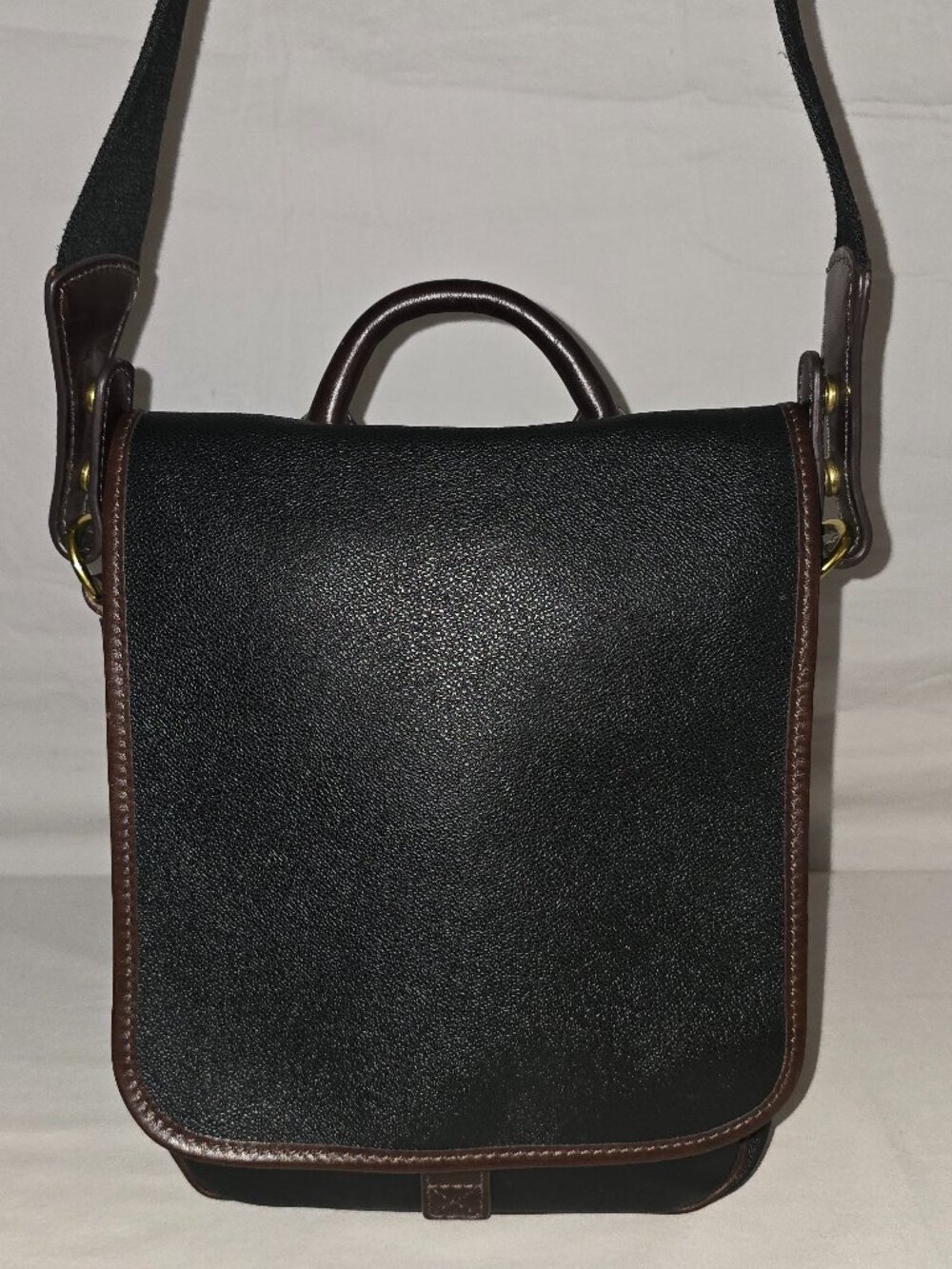 Vtg Mulholland Endurance Black Coated Canvas Convertible Top Handle Crossbody